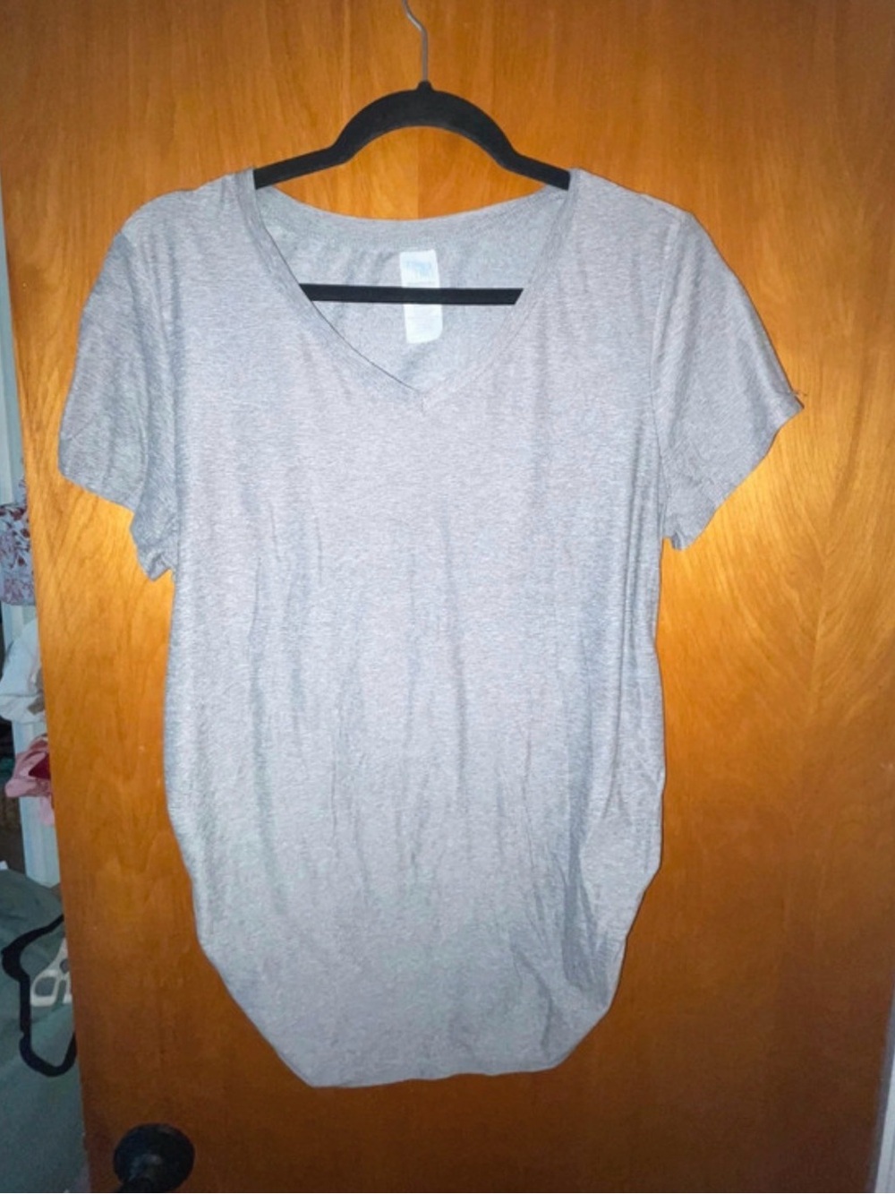 Classic Women's Maternity  V-Neck Short Sleeve Top - Gray